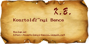 Kosztolányi Bence névjegykártya